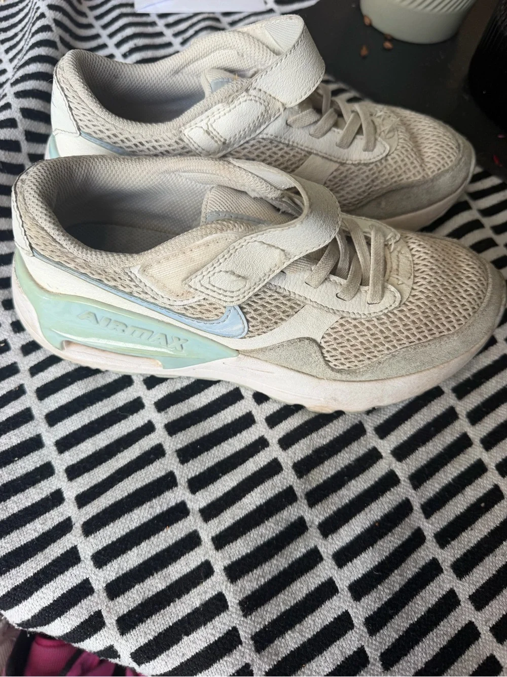 Nike Kids Beige Sneakers with Light Blue Accents